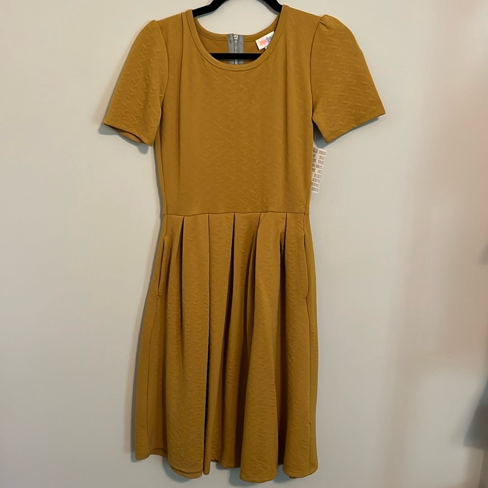 S Solid Mustard LuLaRoe Amelia Dress
